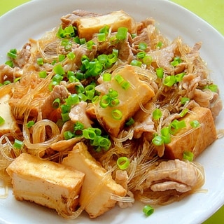 【中華ごま】厚揚げと春雨豚肉の炒め煮